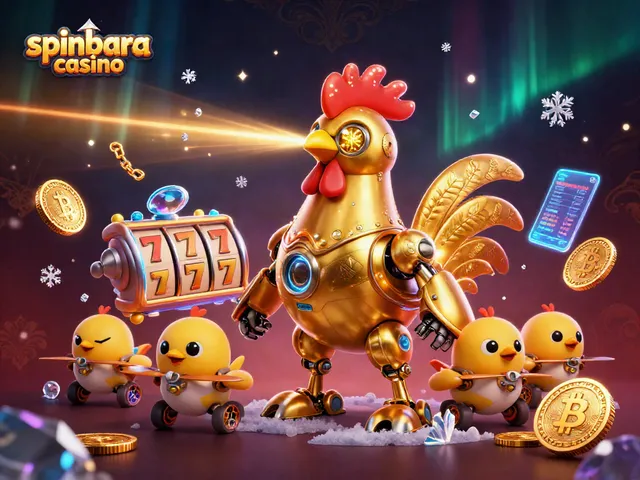 Engage with spinbara casino through lively 3D illustrations of gaming elements and futuristic characters.